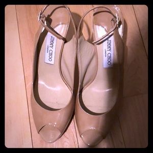 Jimmy Choo , nude patent leather, size 39.5